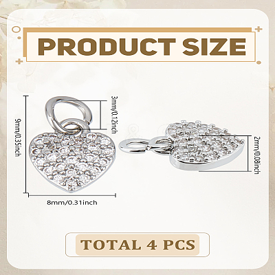 4Pcs Brass Micro Pave Cubic Zirconia Charms ZIRC-LP0001-53P-1