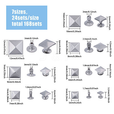 168 Sets 7 Styles Alloy Rivets Nails Set FIND-CA0010-77P-1