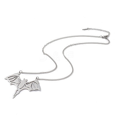Non-Tarnish 2Pcs 2 Style 304 Stainless Steel Bat Pendant Necklaces Set NJEW-E092-01P-1