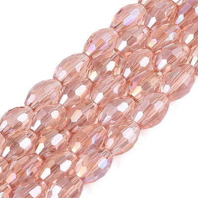 Electroplate Transparent Glass Beads Strands GL-N002-01A-A04-1