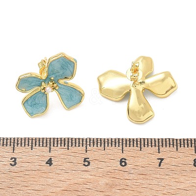 Brass Enamel Stud Earrings for Women KK-CBA760A-11G-04-1