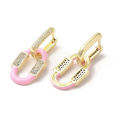 Oval Real 18K Gold Plated Brass Dangle Hoop Earrings EJEW-L268-041G-01-1