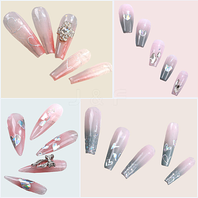 8 Sheets 4 Styles Laser Heart Pattern Nail Art Sticker DIY-CY0001-90-1