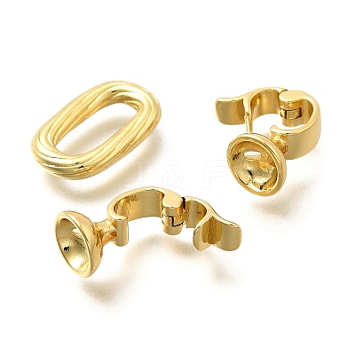 Rectangle Rack Plating Brass Fold Over Clasps KK-S508-15G-1