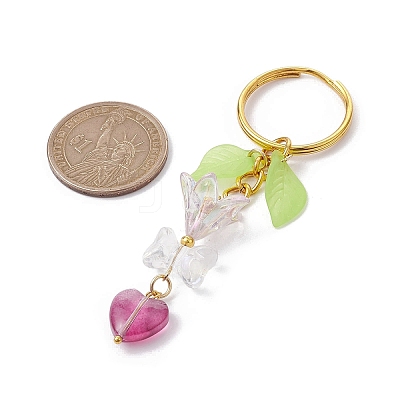 Bowknot & Heart Glass Pendant Decorations KEYC-JKC00691-05-1