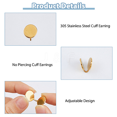 12Pcs 2 Colors 304 Stainless Steel Cuff Earrings EJEW-HS0001-40B-1
