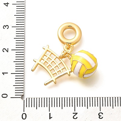 Brass Enamel Sport European Dangle Charms KK-U048-03G-04-1