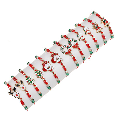 Christmas Alloy Enamel Pendant Link Bracelets FS-WG9F6E2-01-1