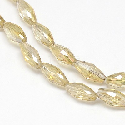Electroplate Crystal Glass Rice Beads Strands EGLA-F042-A08-1