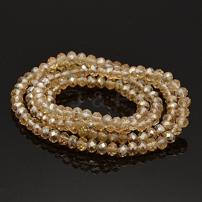 Pearl Luster Plated Faceted Rondelle Glass Beads Strands GLAA-A024D-PL01-1