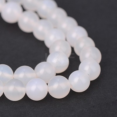 Natural White Agate Round Beads Strands G-N0151-10-6mm-1