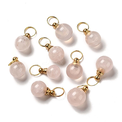 Natural Rose Quartz Openable Perfume Bottle Pendants G-A026-02B-1