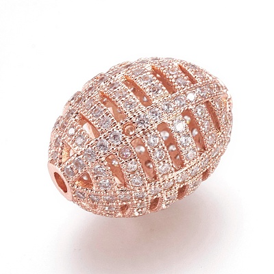 Brass Micro Pave Cubic Zirconia Beads ZIRC-F090-02RG-B-1