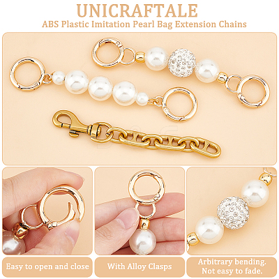 3Pcs 3 Styles ABS Plastic Imitation Pearl Bag Extension Chains FIND-UN0003-06-1