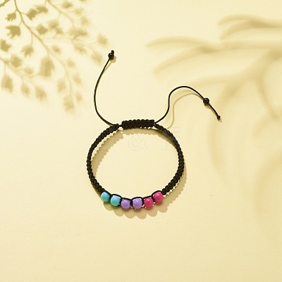 Acrylic Braided Bead Bracelet BJEW-JB08546-1
