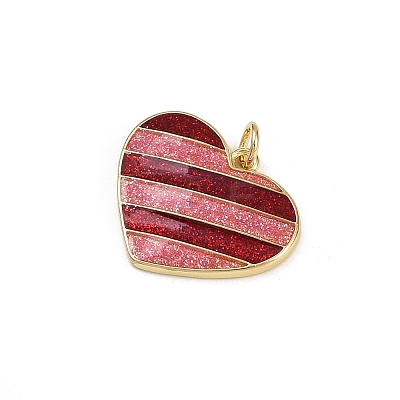 Valentine's Day Brass Red Enamel Pendants KK-D424-30C-G-1