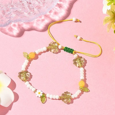 3Pcs 3 Styles Glass Seed Beads & Lampwork Beads Braided Bead Bracelets for Women BJEW-MZ00212-1
