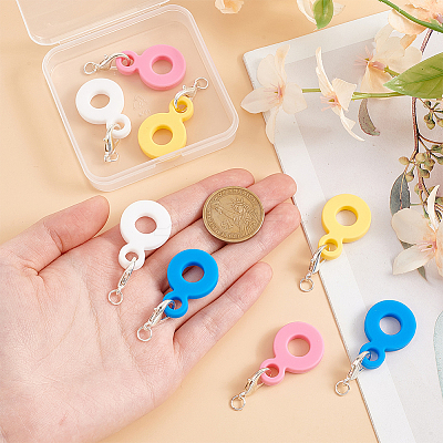 8Pcs 4 Colors Silicone Straw Pendants FIND-GO0003-51-1