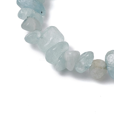 Natural Aquamarine Chips Stretch Bracelets for Women BJEW-JB11343-01-1
