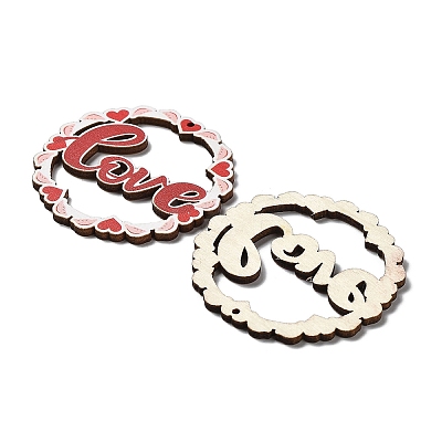 Single Face Printed Wood Big Pendants WOOD-B008-02-1