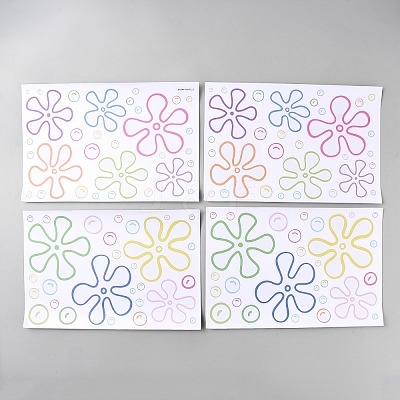 4Pcs PVC Daisy Flower Picture Stickers STIC-WH20003-01-1