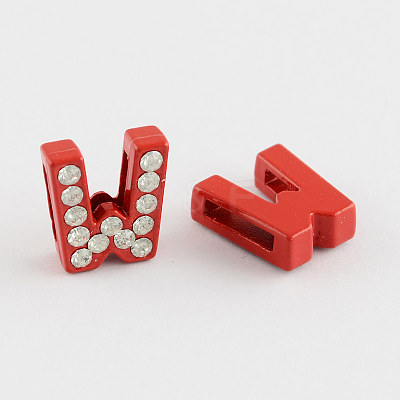 Mixed Color Zinc Alloy Grade A Rhinestone Letter Slide Charms ALRI-S130-W-1