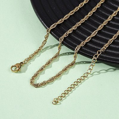 2.5MM 304 Stainless Steel Rope Chain Necklaces NJEW-T016-26G-1