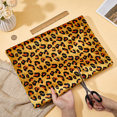 Polyester Leopard Print Pattern Fabric AJEW-WH0481-715A-1