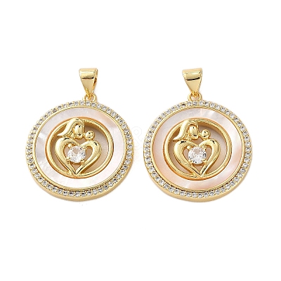Brass Micro Pave Cubic Zirconia Pendants KK-U070-04A-G-1