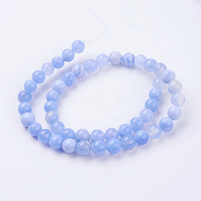 Natural Striped Agate/Banded Agate Bead Strands G-G962-8mm-15-1