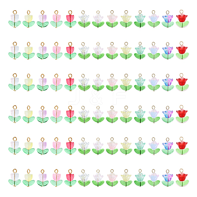 78Pcs 14 Styles Glass Pendants PALLOY-CA00003-1