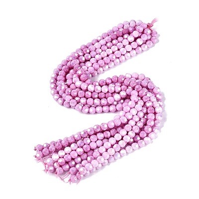 Anti-Tarnish Electroplate Glass Beads Strands EGLA-ZX010-8mm-05-1