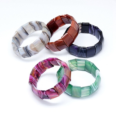 Natural Agate Stretch Bracelets BJEW-K195-14-1