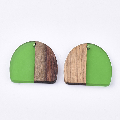 Resin & Walnut Wood Semi Circle Pendants RESI-T035-07C-1