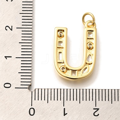Brass Micro Pave Clear Cubic Zirconia Pendants KK-G521-01G-U-1