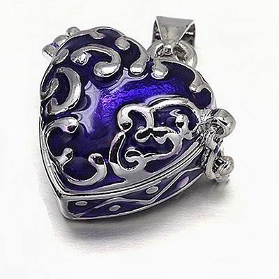 Enamel Heart Rack Plating Platinum Brass Prayer Box Pendants KK-L101-01B-1