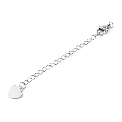 304 Stainless Steel Chain Extender with Heart Charms STAS-G383-03P-1