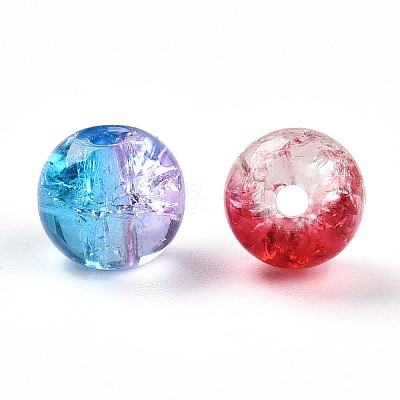 Baking Paint Transparent Crackle Glass Beads X1-DGLA-Q018-6mm-M01-1