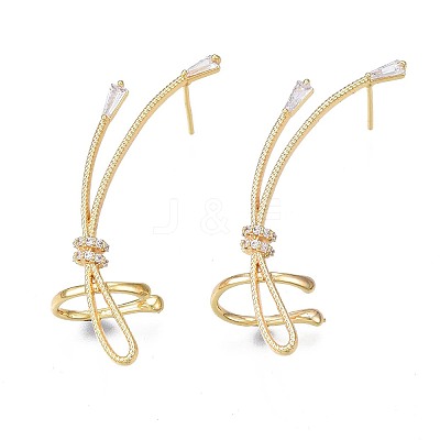 Cubic Zirconia Wrapped Knot Stud Earrings EJEW-N012-42-1