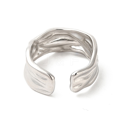 Non-Tarnish 304 Stainless Steel Twist Open Cuff Ring for Women X-RJEW-E063-24P-1