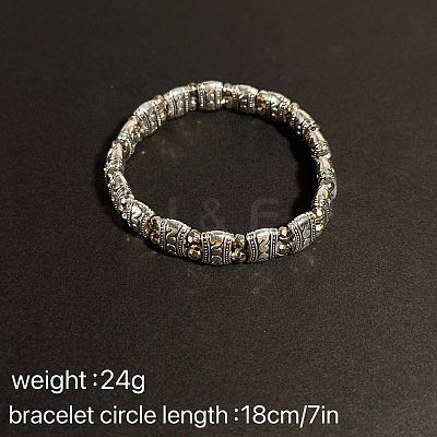 Ethnic Style Alloy Carved Beaded Stretch Bracelets for Unisex BI5144-1