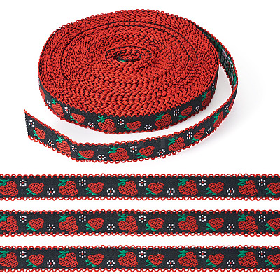 10Yards Polyester Strawberry Ribbon OCOR-TA0003-62C-1