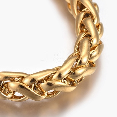 Ion Plating(IP) 304 Stainless Steel Wheat Chain Bracelets BJEW-L634-12G-1