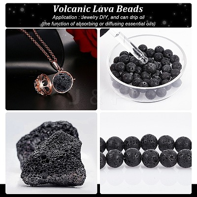Synthetic Lava Rock Beads Strands X-G-S277-8mm-01-1