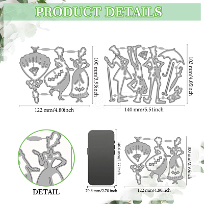 Retro Gentleman & Lady Carbon Steel Cutting Dies Stencils DIY-WH0309-3072-1