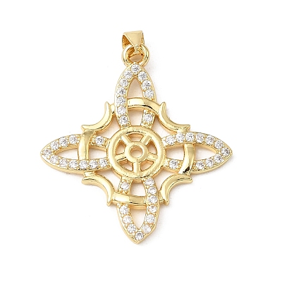 Brass Micro Pave Clear Cubic Zirconia Pendants KK-E799-06B-G-1