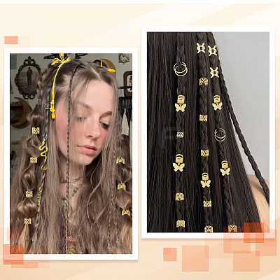 180Pcs 6 Styles Iron & Alloy Dreadlocks Beads Hair Decoration FIND-SC0020-47-1