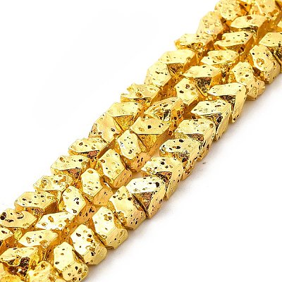 Electroplated Natural Lava Rock Beads Strands G-G984-11G-1