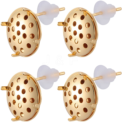 Brass Studs Earring Findings KK-BBC0019-01G-02-1