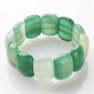 Natural Agate Beaded Stretch Bracelets BJEW-G501-07-1